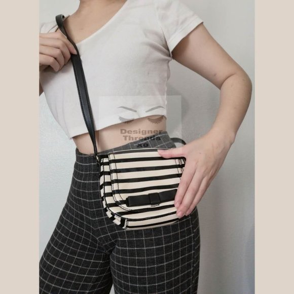 KATE SPADE Black & White Stripes Bow Crossbody Bag - Picture 1 of 6